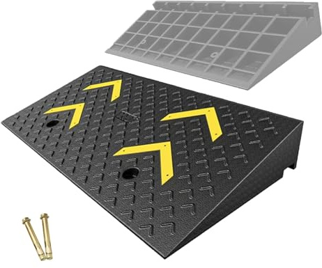 LUNAIZHUO Heavy Duty Loading Ramp, Driveway Curb Ramp with Reflective Stripe, Rubber Step Mat for Wheelchair Moto Trailer Truck(100x60x19cm/39x24x7.5in)