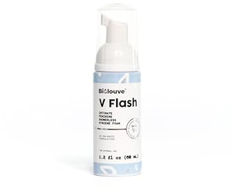 Biolouve V Flash Showerless pH Balance Feminine Wash Cleansing Foam for Women | Intimate Wash for External Vulvar Care | Freshening Foam with Aloe Vera Chamomile Lactic Acid and D-Mannose 1.2 Fl Oz
