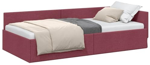 vidaXL Hoekbedframe Met hoofdeinde Wijnrood 80 cm x 200 cm Stof