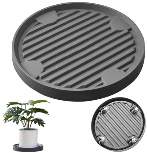 Tkxjry 22cm Rullo per Piante Rotondo, Rullo per Piante in Plastica, Sottovaso con Ruote, con 4 Ruote Universali, Portata 75 kg, per Uso Interno ed Esterno per Il Trasporto di Piante in Vaso