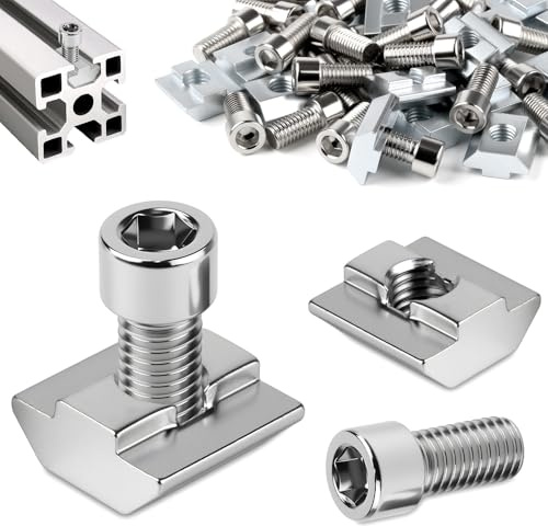 Sturiz 70pcs Nutensteine M6 Set 35 Stück T Nut Schiene M6 und 35 Stück Schrauben Serie 3030 Schiebemuttern Nutenstein T Nutmuttern Schiebemutter für Aluprofil Extrusionsschlitz Führungsschiene