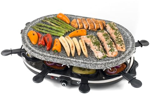 Giles & Posner Grill raclette da tavolo 1200 W con piastra in pietra