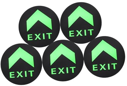 MOTHNUR 5 Stück Teiliges Nachleuchtendes Exit schild Selbstklebende Richtungshinweis Aufkleber für Boden Fluoreszierende Notausgang Fluchtweg Markierung Einfache Montage Hohe Sichtbarkeit