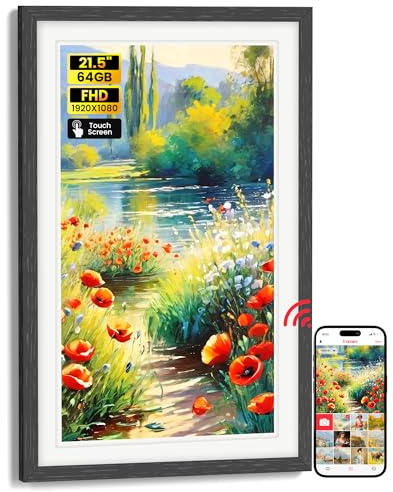 Frameo 21.5 Inch WiFi Digital Photo Frame with 64GB Memory, 1920x1080 FHD IPS Touchscreen Digital Picture Frame, Auto-Rotate, Instant Photo & Video Sharing via Frameo App