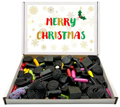 Merry Christmas Sweet Box with Gift Card, 400g Pick n Mix Letterbox Gift (Liquorice Mix, 400g)