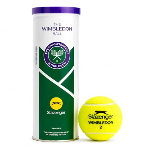 Slazenger Tennis Balls Wimbledon | Official Wimbledon Ball | Premium Rubber Core | Woven Felt | Grass-Court Performance | Consistent Bounce