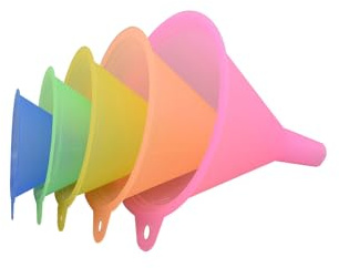 Ragyzity 5 Pieces Kitchen Funnel Set, Rainbow Kitchen Funnels for Filling Bottles or Containers, Plastic Funnel for Filling Bottles, Containers and Transferring Liquids or Powders