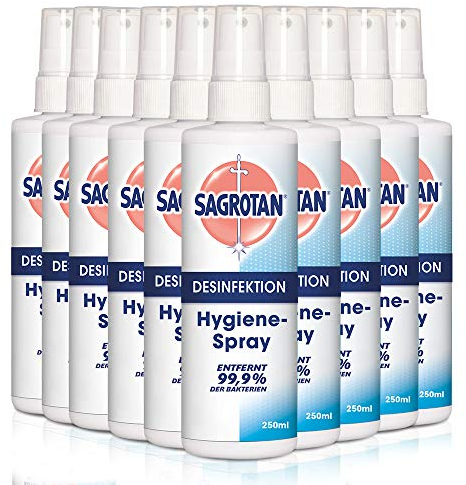 Sagrotan Hygiene Pumpspray – Desinfektionsmittel für Textilien und Oberflächen im Haushalt – 10 x 250 ml Sprühflasche im praktischen Vorteilspack