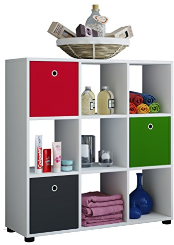 VCM Holzregal stehend/platzsparendes Regal/Maße: H. 93 x B. 90 x T. 30 cm/Elegantes Regal stehend/Aufbewahrungsregal/Bücherregal - Benas-3x3