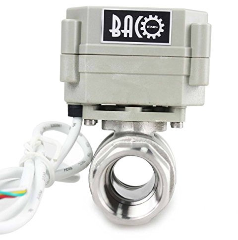 BACOENG 3/4 DN20 Edelstahl BSP 2 Port Motorkugelventil normalerweise offen (AC110-230V CR202C 2 Draht Elektrischer Kugelhahn)
