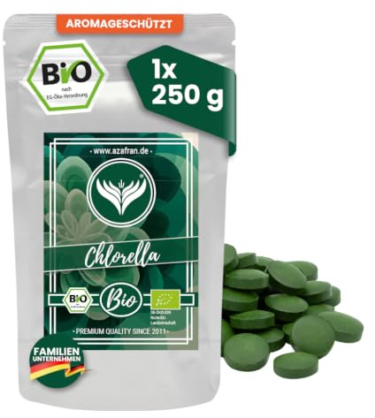 Azafran BIO Chlorella Algen Presslinge 250g | Praktische Presslinge aus Mikroalgen