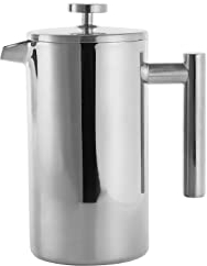 ECHTWERK French Press en acier inoxydable, presse à café thermique isolée à double paroi, cafetière avec filtre à pression pour la maison, le camping et le bureau, édition argent, 800 ml