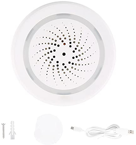 Smart Siren Alarm, 100dB Wireless WiFi Burglar Alarm, Temperature & Humidity Sensor Alarm with Strobe Light for Home Security System, Works with TuyaSmart or SmartLife APP