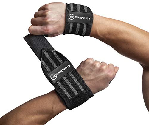 SinOVATI Handledsstöd sport, handledsstöd för fitness, crossfit, kalisthentics, styrketyftning, bodybuilding, handledsskydd (stark, svart/grå)
