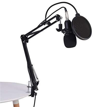 Wakects Wired Microphone Kit, BM800 Studio Condenser Mic with Stand, Pop