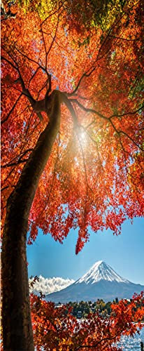 A.Monamour Türtapete Selbstklebend Türfolie Türposter 3D Mount Fuji Japan Vom Kawaguchiko-See Im Herbst Orangen Bäume Vinyl Folie Türdeko Tapete Wandbild Türaufkleber Türtattoo 77 x 200 cm