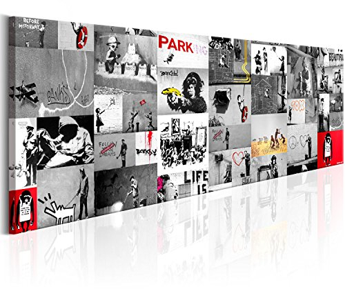 murando - Akustikbild Bilder Akustikschaum Hochleistungsschallabsorber Schallschutz Leinwand 1 tlg Wandbild Raumakustik Schalldämmung Banksy Collage i-C-0090-b-d