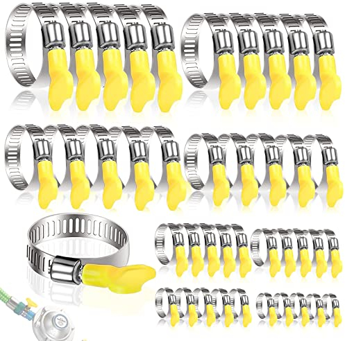 XSHAO® 40 Pezzi Fascette Stringitubo, Fascette Metalliche Stringitubo Regolabili 8-44 mm con Dado Alette per Tubi Flessibili/ Gas/ Acqua/ Auto/ Lavatrice/ Giardino (8 Misure)