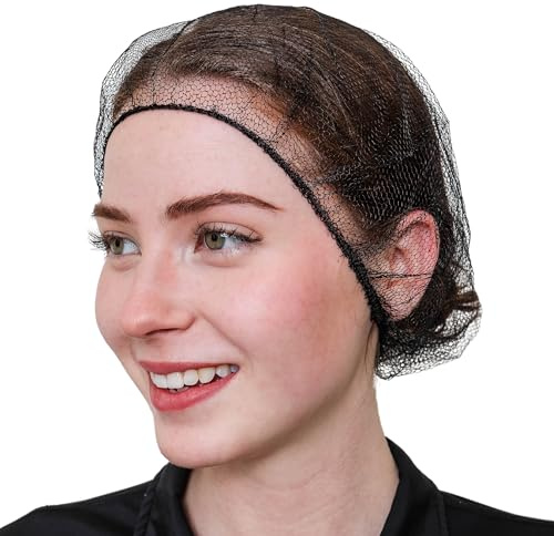 SAFEKO Disposable Honeycomb Nylon Hair Nets | Breathable | 100 Count [BLACK | 21”]