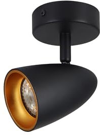 EDO OVO 1 Spot LED noir doré IP20 GU10 1 ampoule rotative GU10 230 V pour salon, chambre à coucher, anneau doré