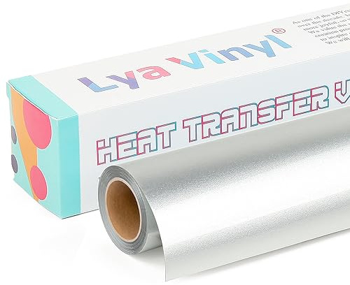 Lya Vinyl Plotterfolie Textil, 30,5 × 305 cm Strahlendes Silber Flexfolie Plotter Textil für Cricut und Silhouette, Textilfolie Plotter für DIY Stoff und Shirt