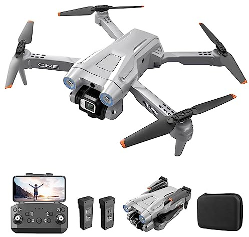 RC Drohne mit 4K HD Dual Kamera, 1080P RC Quadrocopter inkl. 2 Batterien, Hindernisvermeidung Headless-Modus, Gestensteuerung Anfänger (Grau)