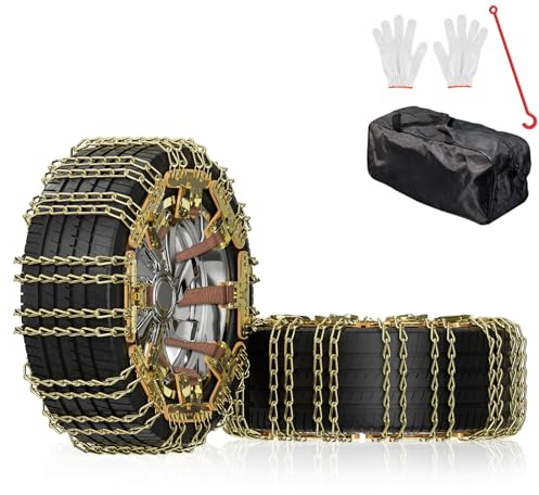 ZIKEBTUY Schneeketten Anti-Rutsch-Einstellbare Ketten Einfach Zu Montieren Langlebige Reifen Schneekette für Auto, LKW, SUV Fahrbahn Schnee Straßen