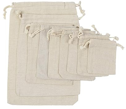 IOFIT 20 stücke Handgemachte Kordelzug Tasche Reise Kordelzug Beutel Baumwolle Mini Stoff Tasche Lagerung Tasche for Weihnachten Geschenk Paket (Color : Natural, Size : 8x10cm)