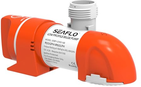 LIGHTEU®, pompa di sentina automatica con rilevamento del timer a basso profilo stretto 12V 1100GPH SFBP1-G1100-14B