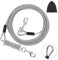Pawaboo Cable de Amarre para Perros, 7,6m Cable para Atar Perros de Acero Resistente con Gancho Giratorio 360° y Resorte de Choque para Perros Pequeños y Grandes hasta 125 lbs Patio Acampada, Plata