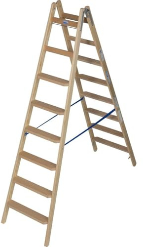 Krause 818355 Holz Stufen-Doppelleiter klappbar, inkl. Eimerhaken Arbeitshöhe (max.): 3.5m Kiefer E
