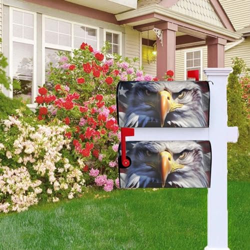 LZQPOEAS Copertura magnetica per cassetta postale da giardino, bandiera americana con aquila, copertura per cassetta delle lettere, decorazione per esterni, copertura invernale per cassetta postale