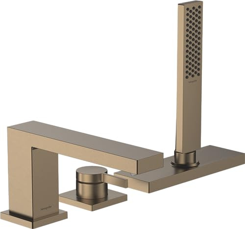 hansgrohe Tecturis E - 3-Loch Badewannenarmtur Wannenrand für 2 Verbraucher mit Schlauchbox (sBox), Mischbatterie Badewanne, Wannenrandarmatur, Brushed Bronze