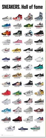 empireposter Sneakers - Hall of Fame - Poster Plakat Druck - Grösse 53x158 cm + 2 St Posterleisten Alu 63 cm
