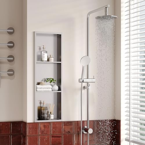 Neodrain Wandnische Dusche Edelstahl Dreifach-Duschnische Wandnische Lagerung für Badezimmer 90x30 cm