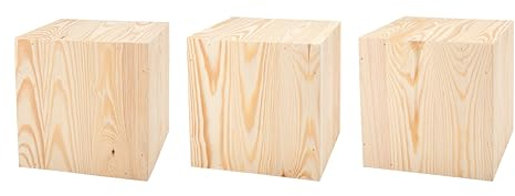Support en Bois pour Objets Décoratifs, Colonne Décorative Rustique Vintage À Personnaliser, Socle Stable Et Durable, À Peindre Ou Vernir Selon Vos Envies, Bois Naturel, 20x20x20 Cm Lot De 3