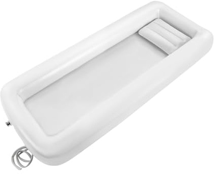 Bollomgy Medizinische Aufblasbare Duschbadewannenset, Aufblasbares Erwachsene PVC-Badewanne, Tragbares Duschsystem am Bett mit Luftpumpe