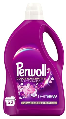 PERWOLL Blütenrausch Waschmittel 208 (4 x 52 Waschladungen), Feinwaschmittel reinigt sanft und erneuert Farben und Fasern, für alle farbigen Textilien, Color Waschmittel mit Dreifach-Renew-Technologie