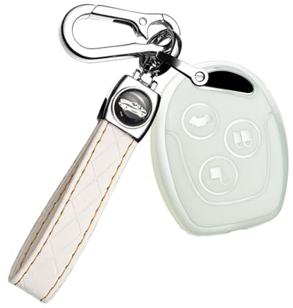 ontto Autoschlüssel Hülle Passt für Ford Mondeo Fiesta Focus 2 Fusion S-Max C-Max Transit KA Galaxy 2008 2007 2006 Schutzhülle Originalschlüssel Schlüsseletui Schlüsselanhänger Zubehör-B Weiß