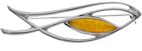SilverAmber Jewellery UK - AC804 Broche classique en ambre de la Baltique et argent sterling 925, Cognac, Ambre