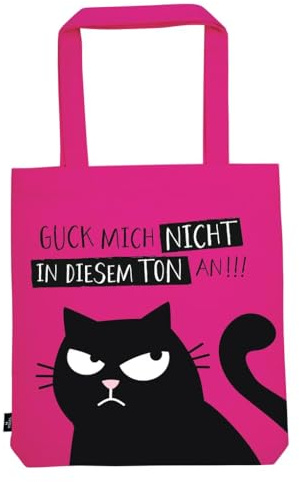 moses. Ed, the Cat Shopper Nicht angucken, Tragetasche aus 100% Baumwolle, Stofftasche für Einkäufe, Büro oder Uni, Beutel in Pink mit Katzenmotiv