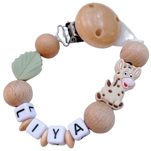 personalisierte Kette mit Namen für für Mädchen in Rosa Baby Geschenk personalisiert zur Geburt & Taufe Motiv kleine Prinzessin & du bist der Schlüssel zu unseren Herzen (Blatt & Giraffe)