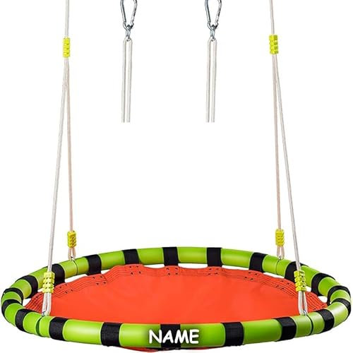 alles-meine.de GmbH Rundschaukel/Netzschaukel - rund - XL Schaukel - incl. Name - bis 100 kg belastbar - für Kinder & Erwachsene - Seile 18 mm stark - Swing Schaukel - Tellersc..