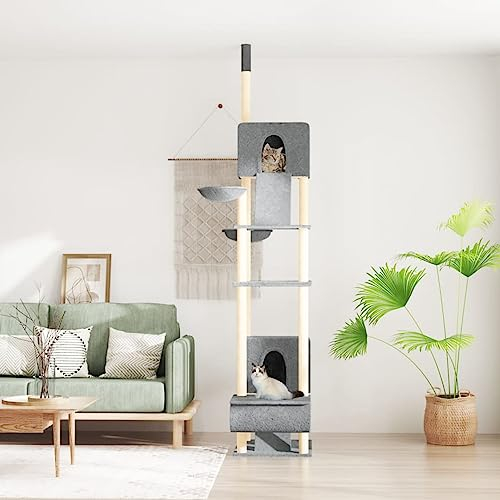 Kratzbaum Deckenhoch Hellgrau 277-303 cm, Chaduof Katzenkratzbaum, Katzenmöbel, Kratztonne Für Katzen, Aktivitätskratzbäume, Katzen Zubehör