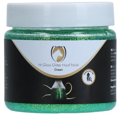 Holland Animal Care Hi Gloss Glitter Hoof Polish - Glitter für Hufe und Fell - Hufpflege - Feuchtigkeitsspendend - Inklusive Pinsel - Mikroplastikfrei - 150 ml - Grün