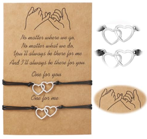 Crrynuo Edelmaterial Armband für 2 mit Herzen, Freundschaft Armbänder Freundschaftsarmband Armband,Edelmaterial Armbänder Set Geschenk für Beste Freundin Mädchen Damen