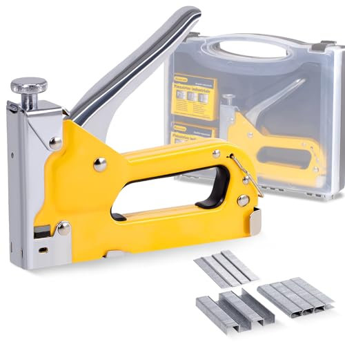 Tutee Handtacker für Holz Mit Klammern 3-In-1-Box Mit 300 Nägeln, Geeignet für Holz, Innendekorationen, Befestigung, Teppich, Tackerpistole