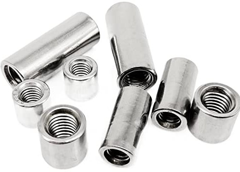 Runde Verbindungsmuttern, 2/5/10 Stück runder Kupplungsmutter-Anschluss M3 M4 M5 M6 M8 M10 304 Edelstahl verlängern lange Gelenkhülse Rohrmutter(2pcs M8x12x35mm)