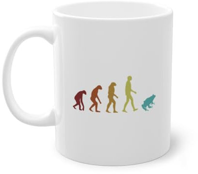 Frogs Evolution Kaulquappe Froschzüchter Kaffeetasse | Laubfrosch Kröte Frosch Tasse Weiß (02866C)