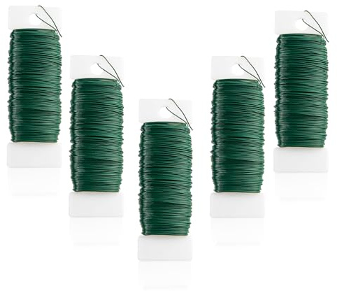 5 rolls of floral wire, 35 meters of green Floral wire for wreath making (175 meters total) Metal wreath craft paddles for handmade, DIY flower arrangements